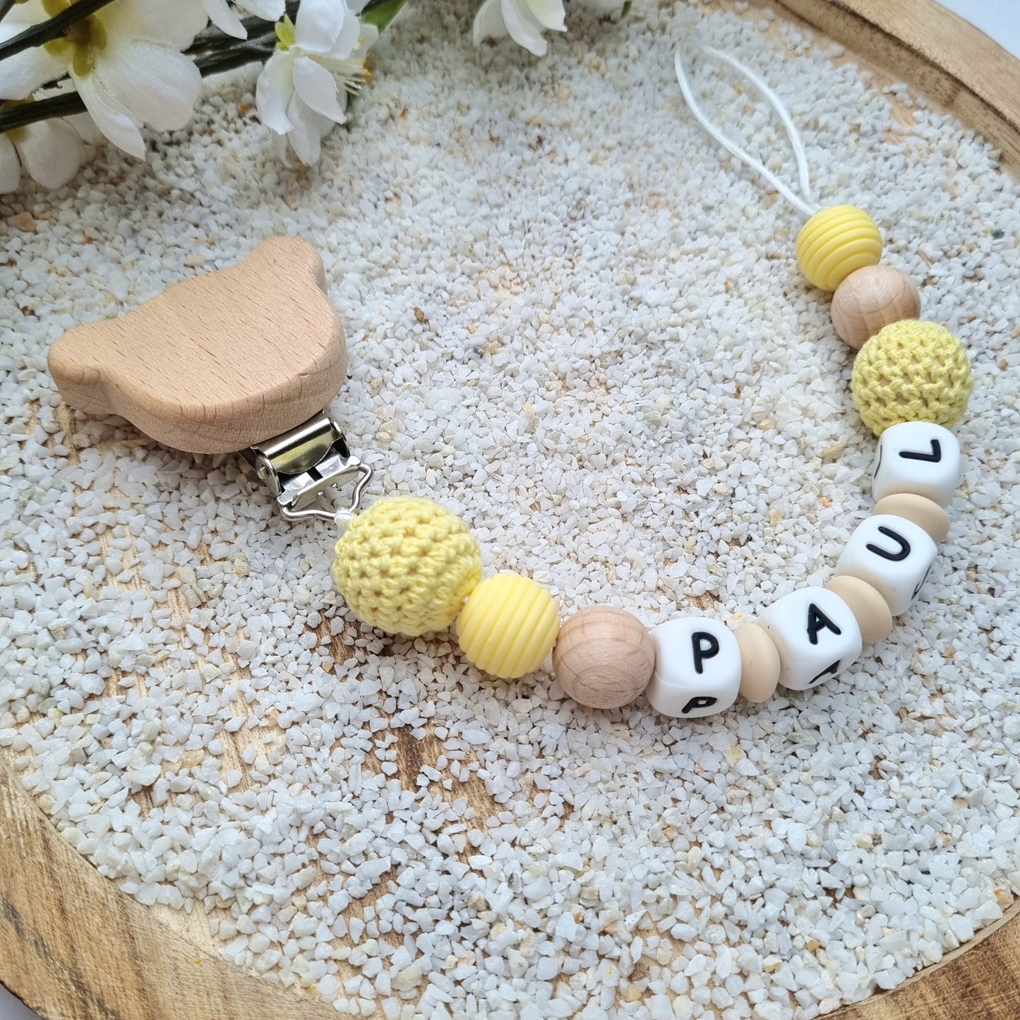 Schnullerkette Teddi gelb