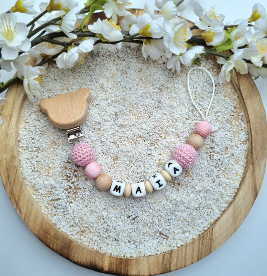 Schnullerkette Teddi rosa