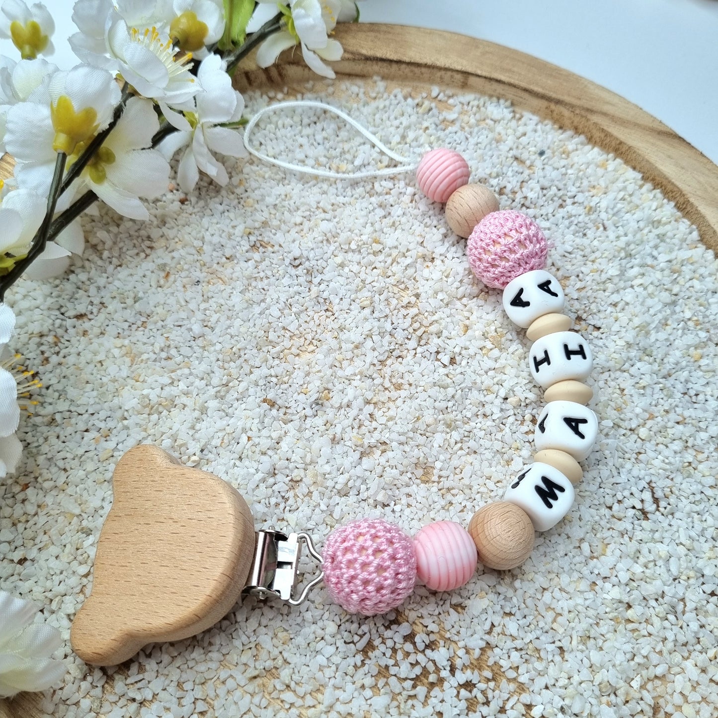 Schnullerkette Teddi rosa