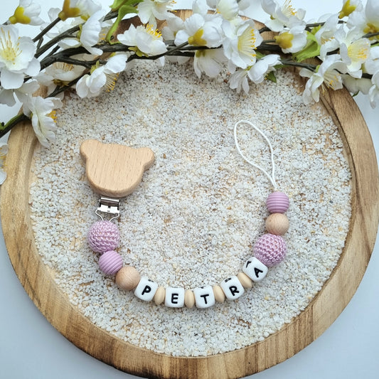 Schnullerkette Teddi lila