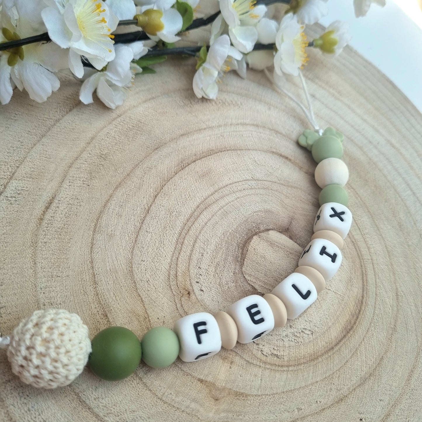 Schnullerkette Mickey olive