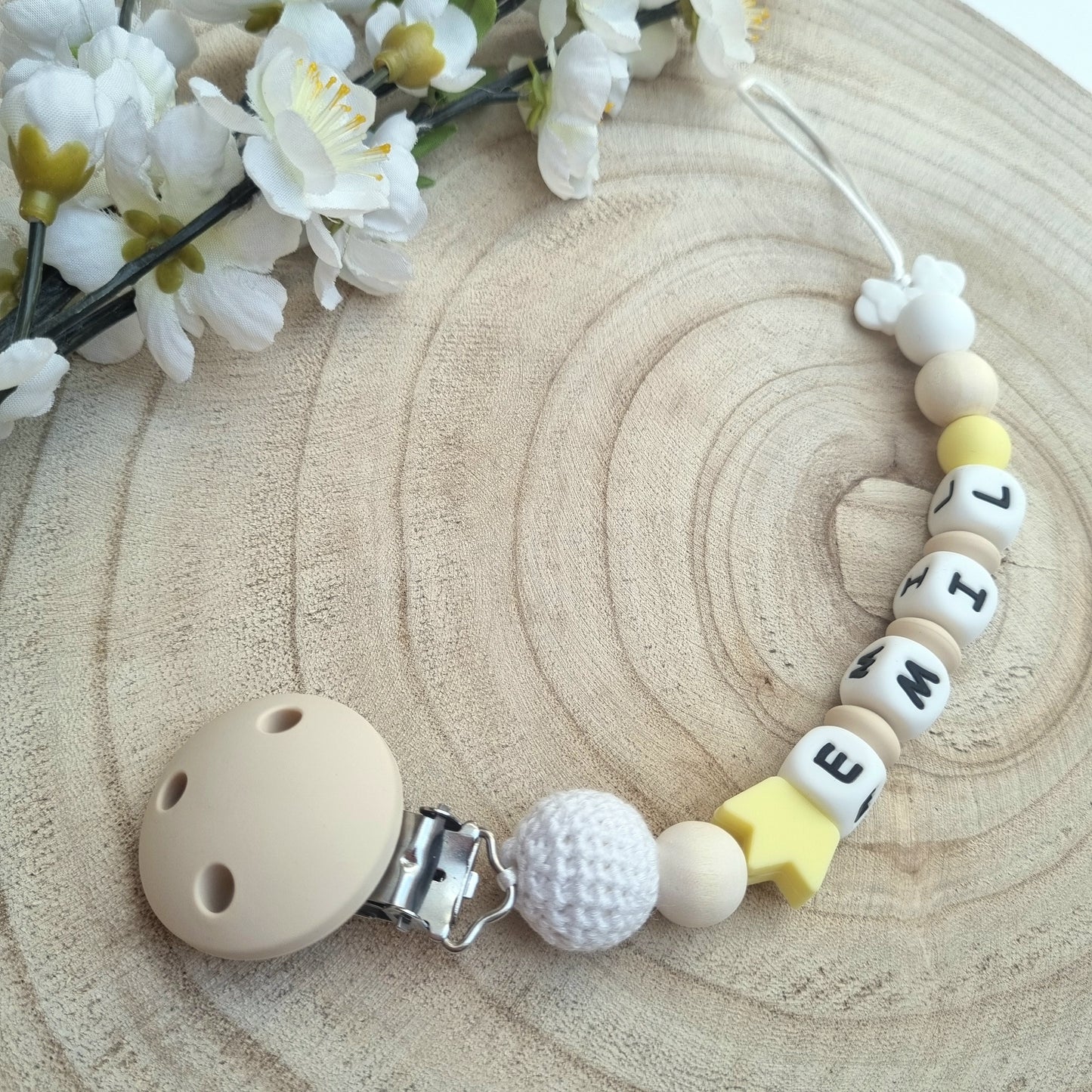 Schnullerkette Mickey hellgelb