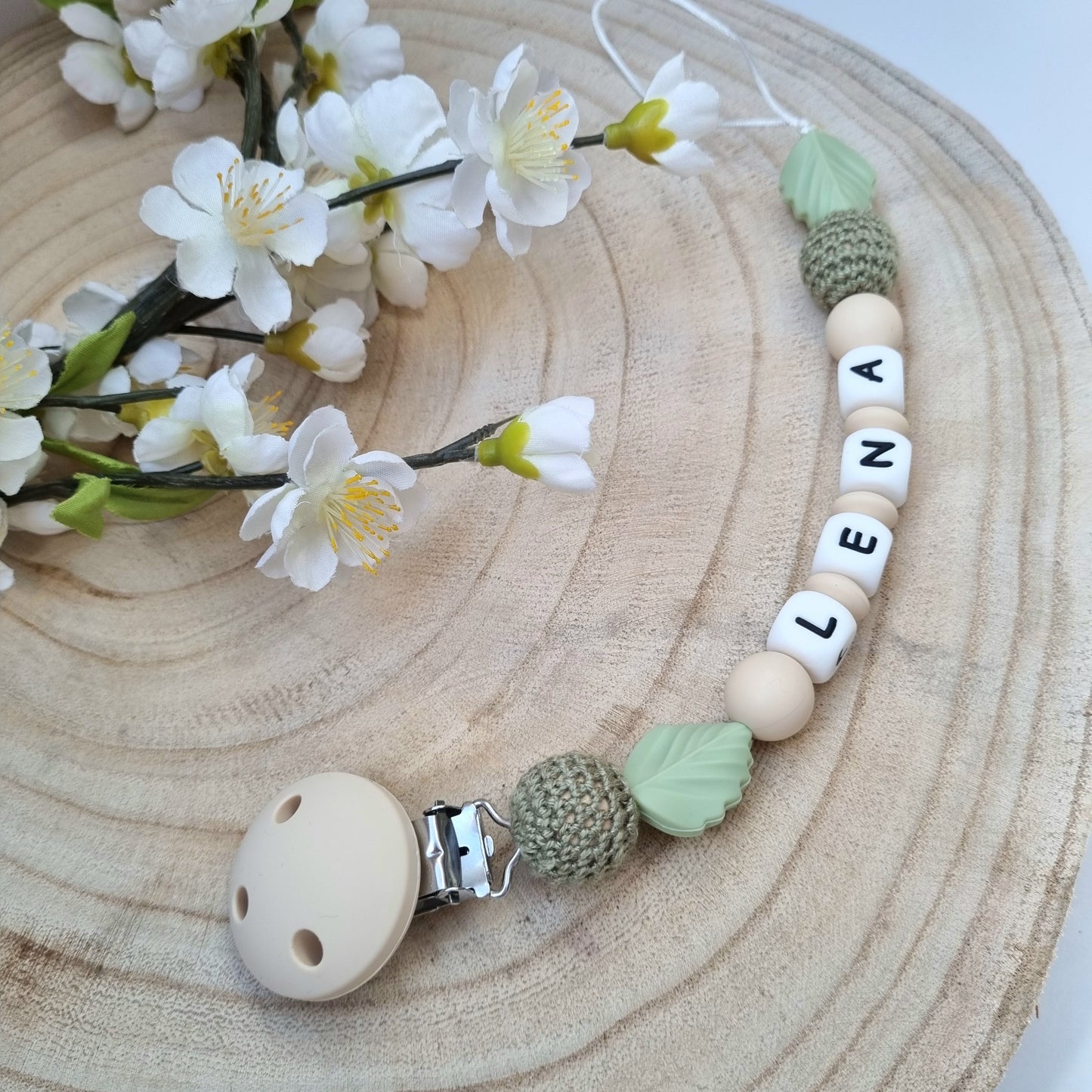 Schnullerkette Leaves grün