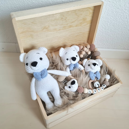 Erinnerungsbox personalisiert mit XXL Set Crochet Liebe Bärchen