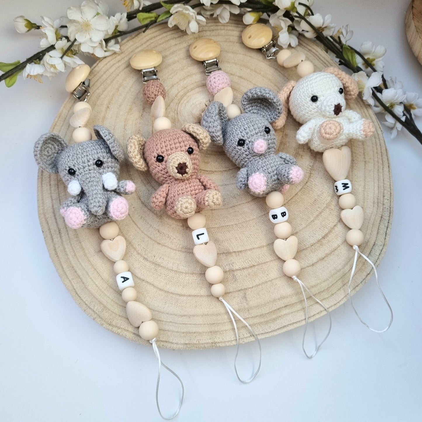 Schnullerkette Häkeltier Liebe