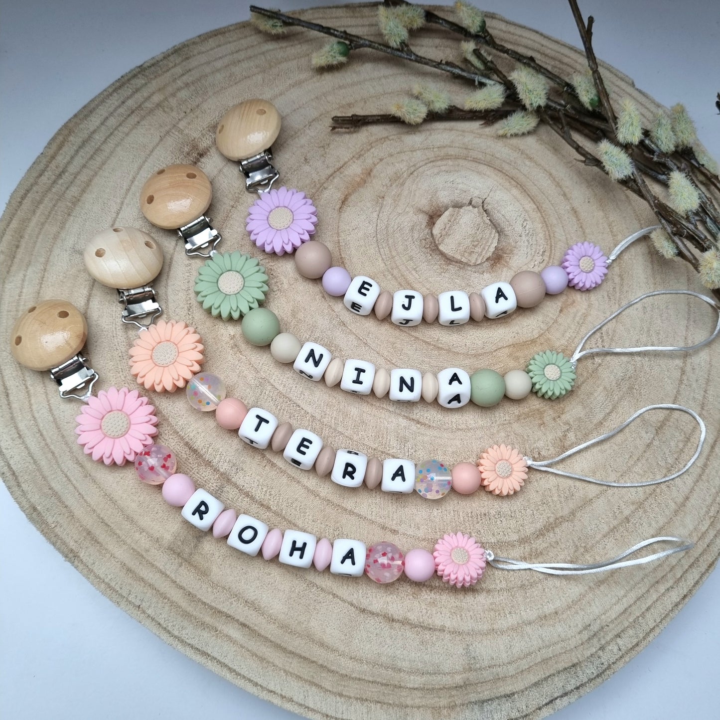 Schnullerkette Flower lila