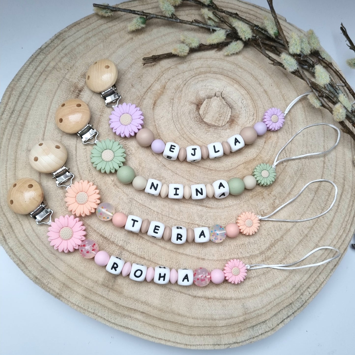 Schnullerkette Flower peach