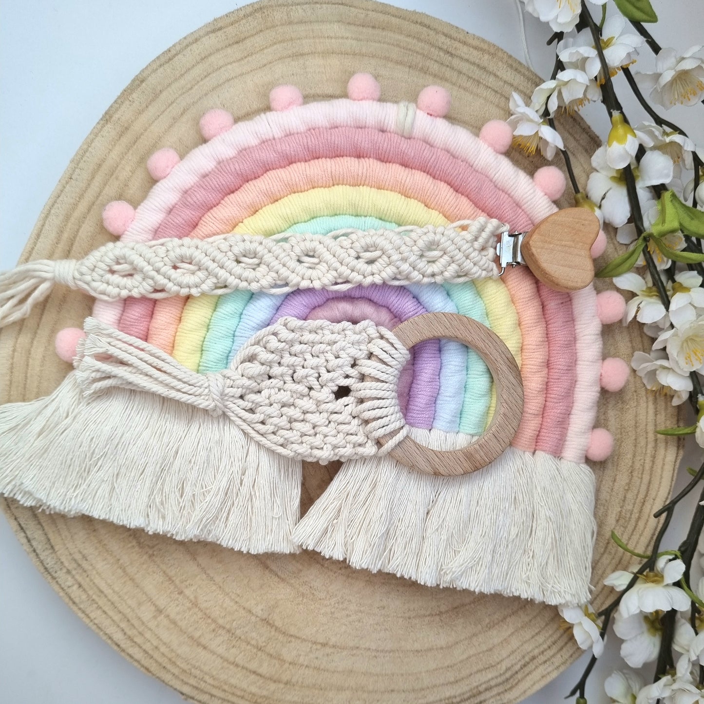 3er Set Makramee Bebe Regenbogen