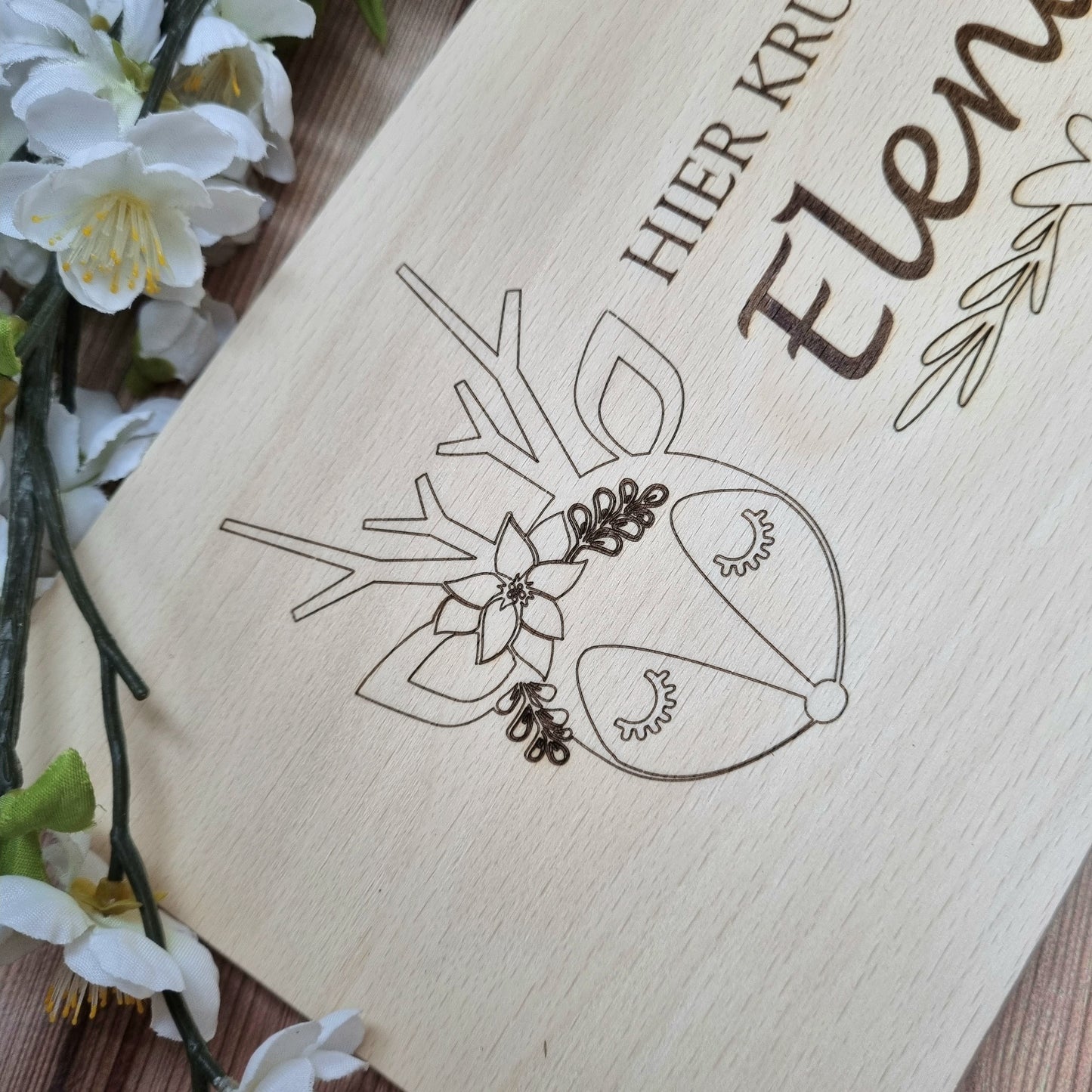 Frühstücksbrett Flower Reh personalisiert