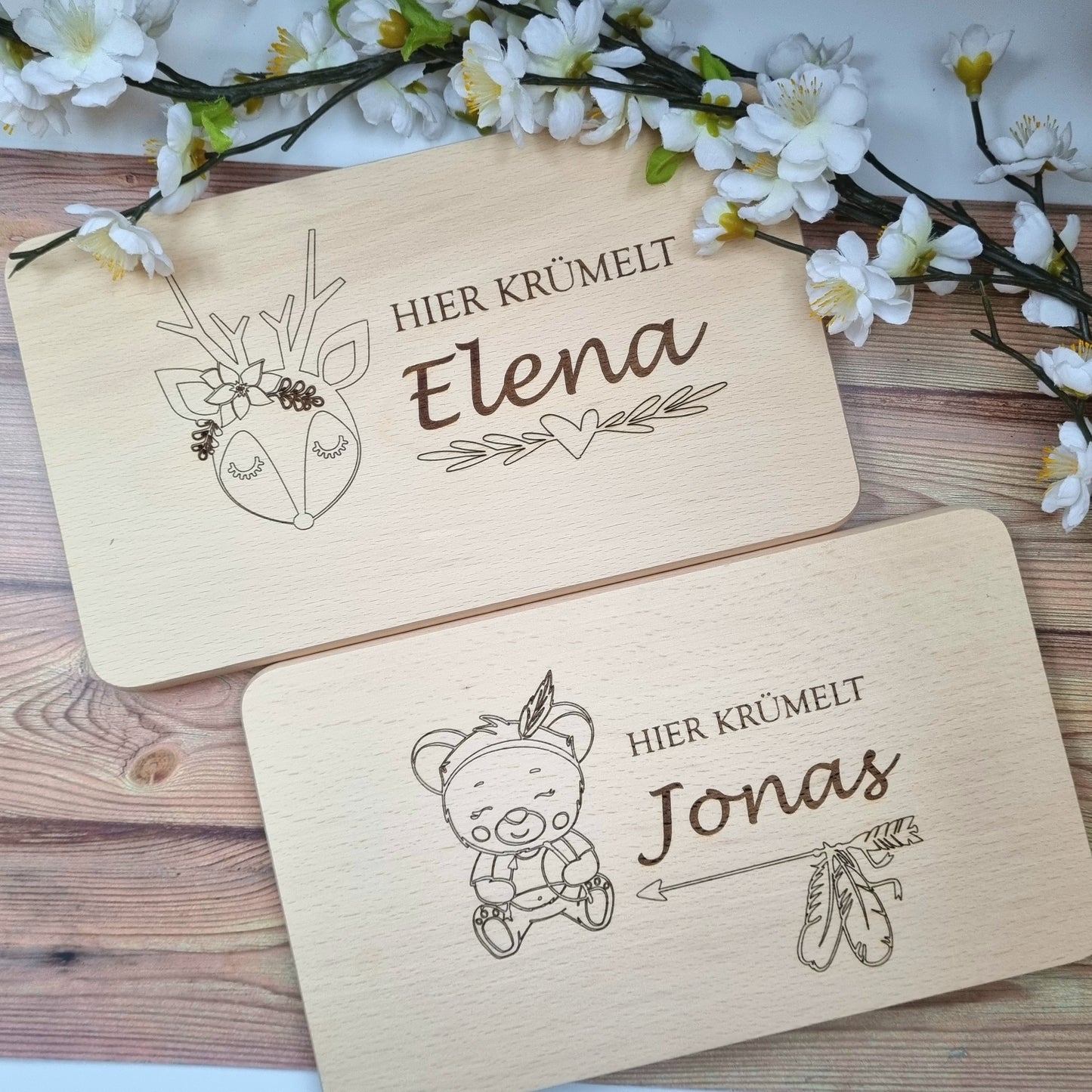 Frühstücksbrett Indianer Bärchen personalisiert