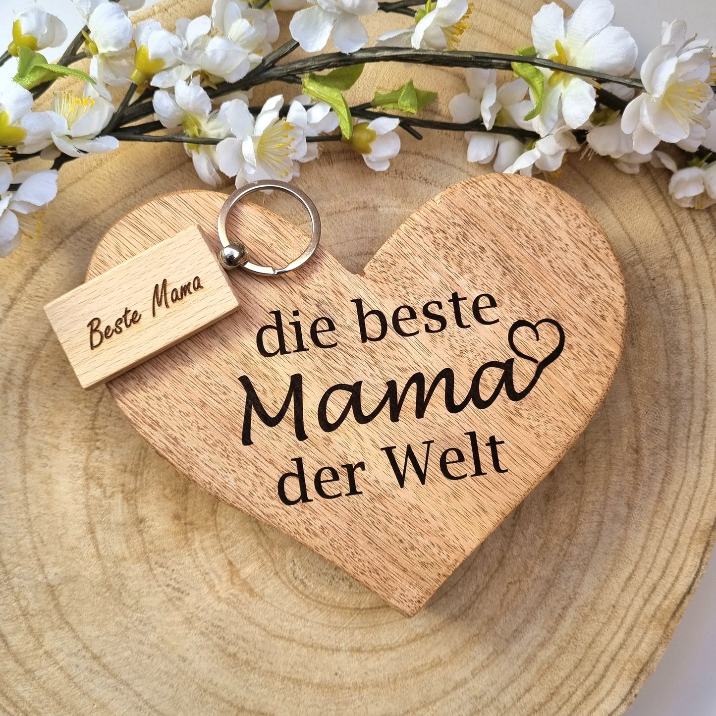 2er Set Beste Mama Herz + Schlüsselanhänger