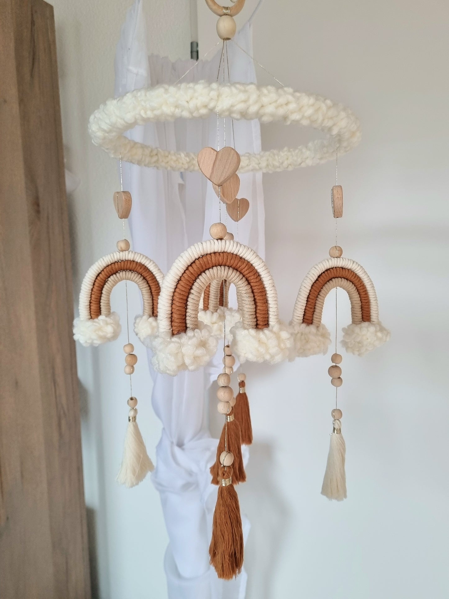 Baby Mobile Makramee Puffel beige