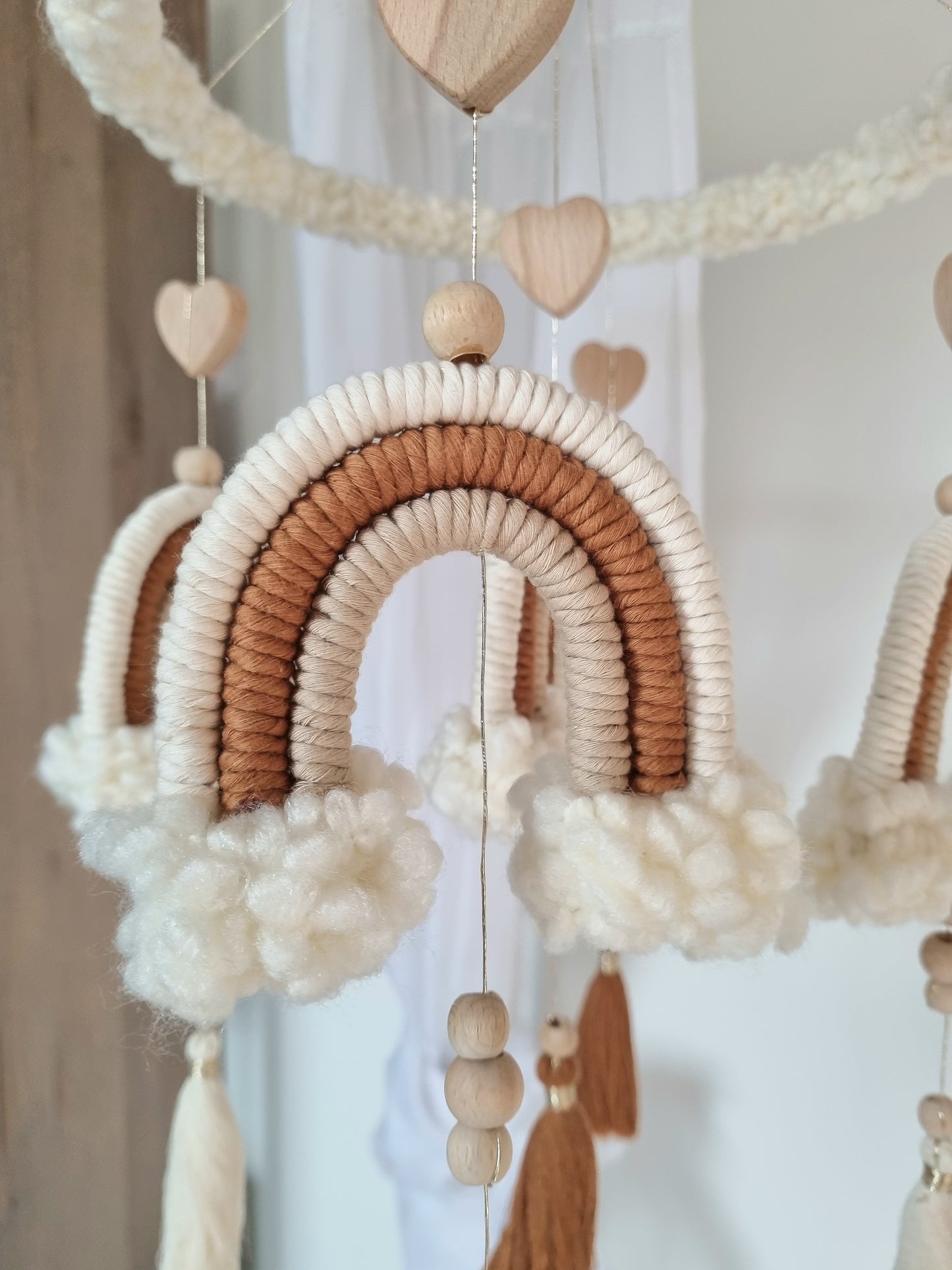 Baby Mobile Makramee Puffel beige