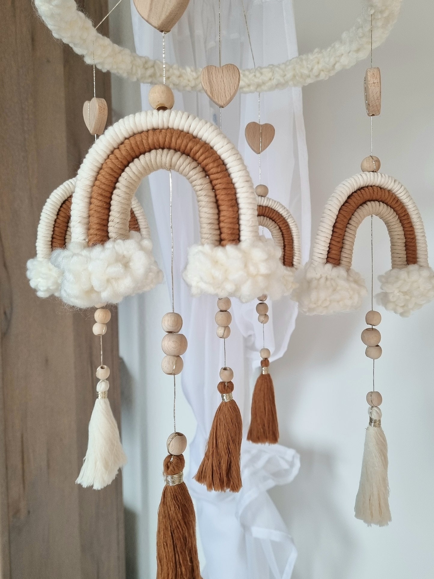 Baby Mobile Makramee Puffel beige