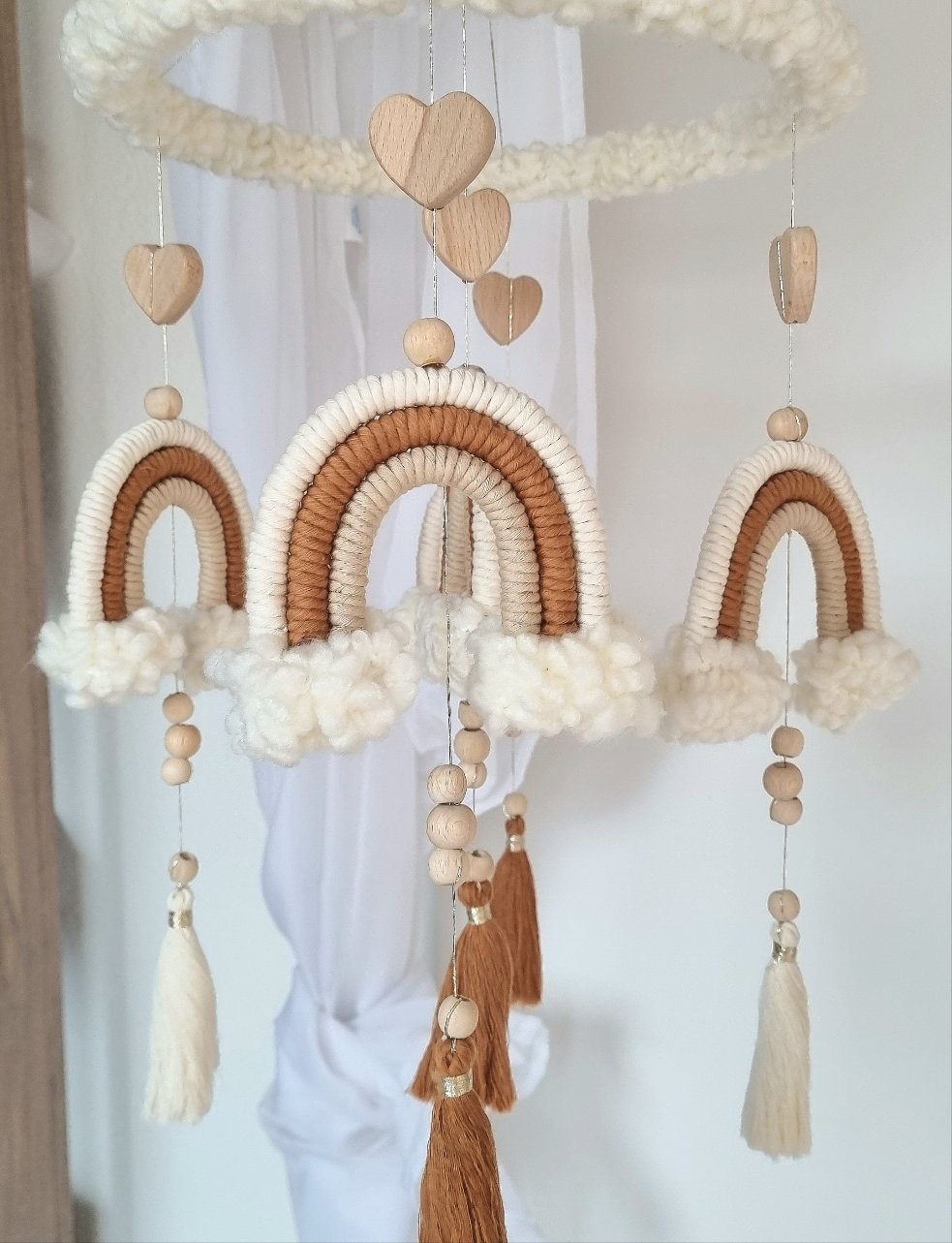 Baby Mobile Makramee Puffel beige