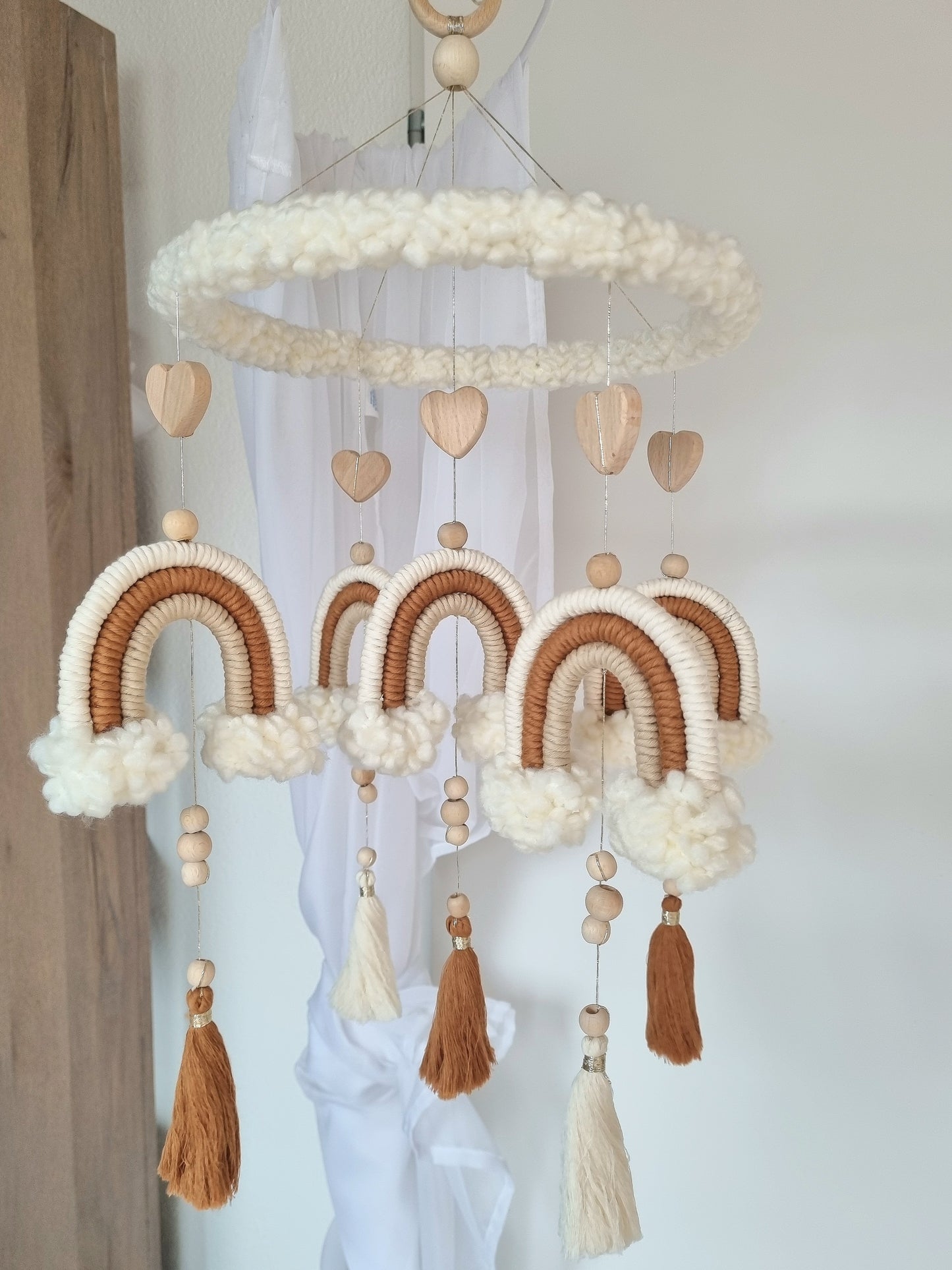 Baby Mobile Makramee Puffel beige