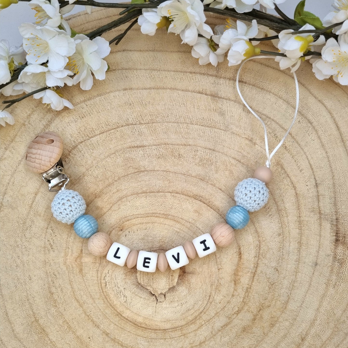 Schnullerkette Basic hellblau