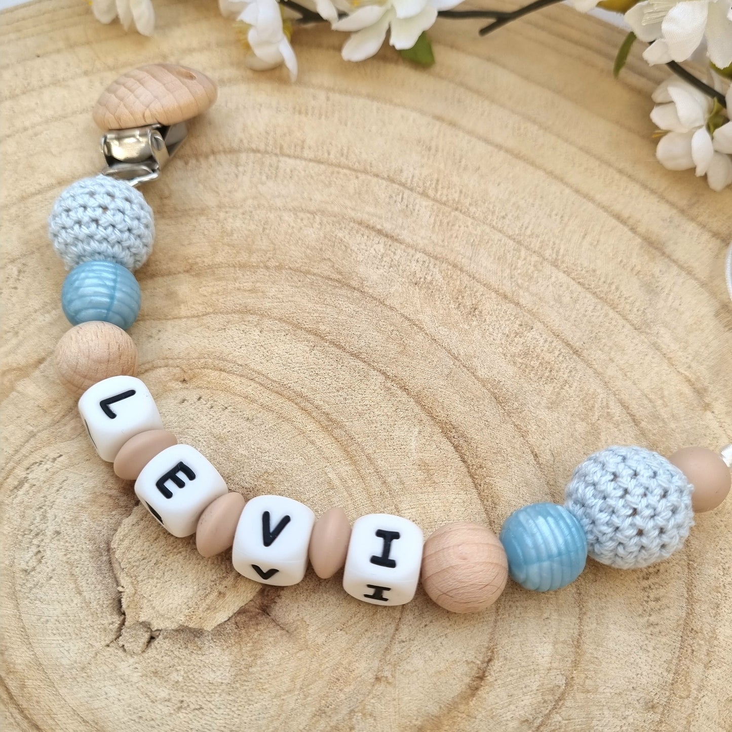 Schnullerkette Basic hellblau