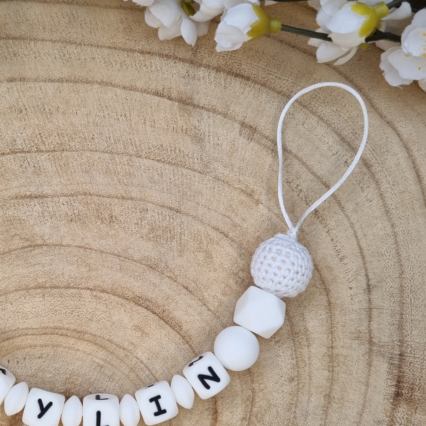 Schnullerkette Basic weiss
