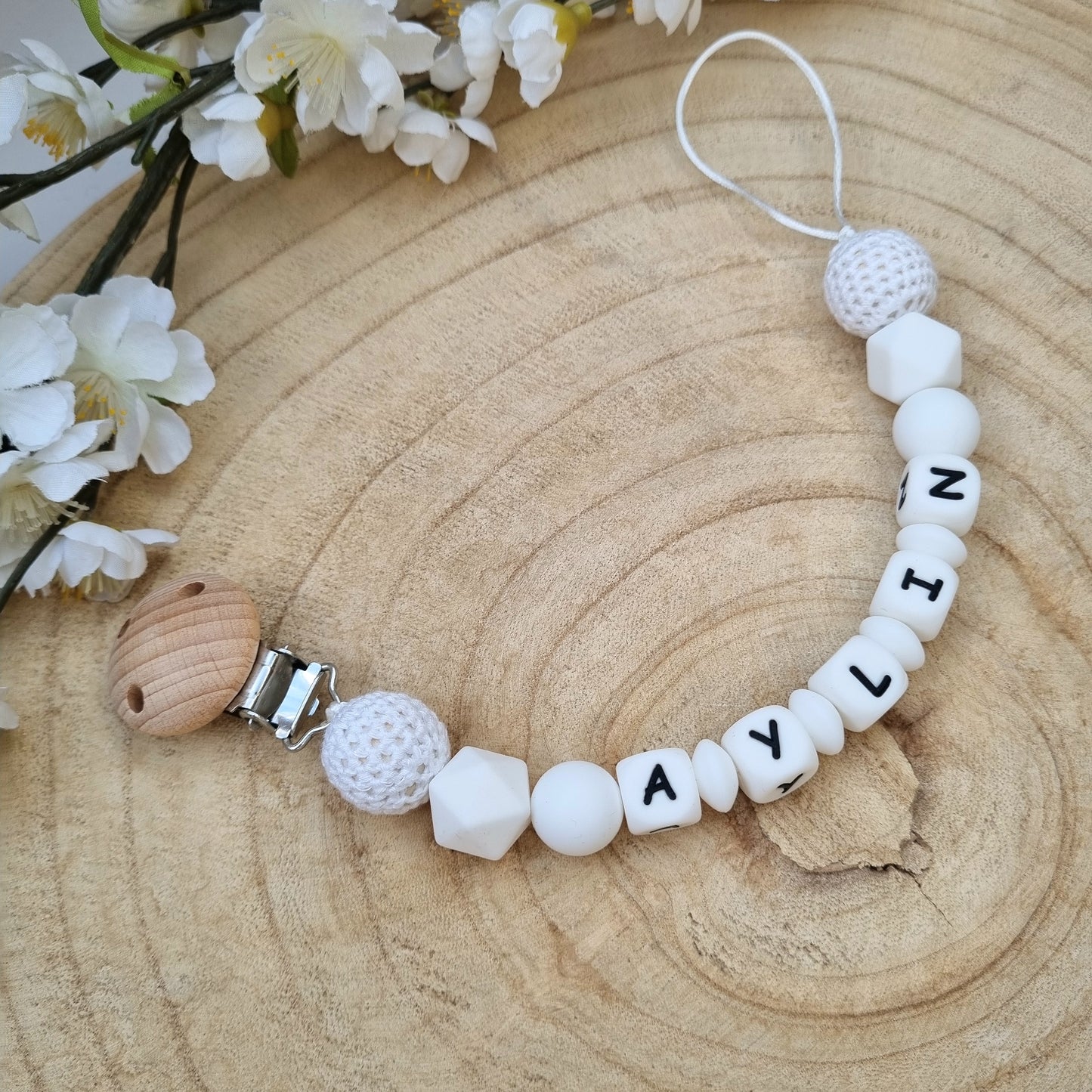 Schnullerkette Basic weiss