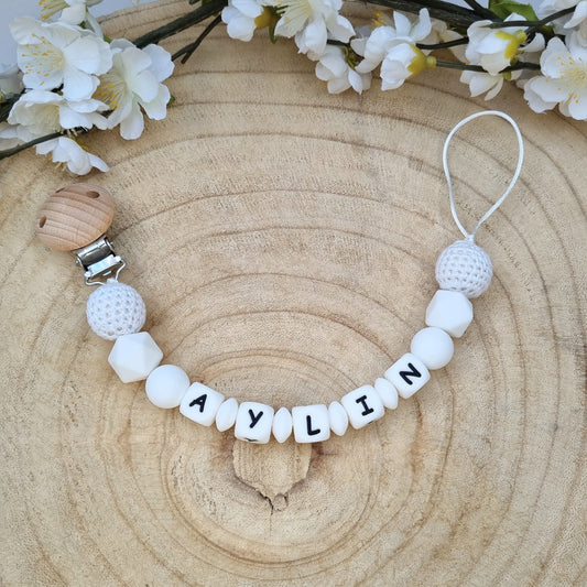 Schnullerkette Basic weiss