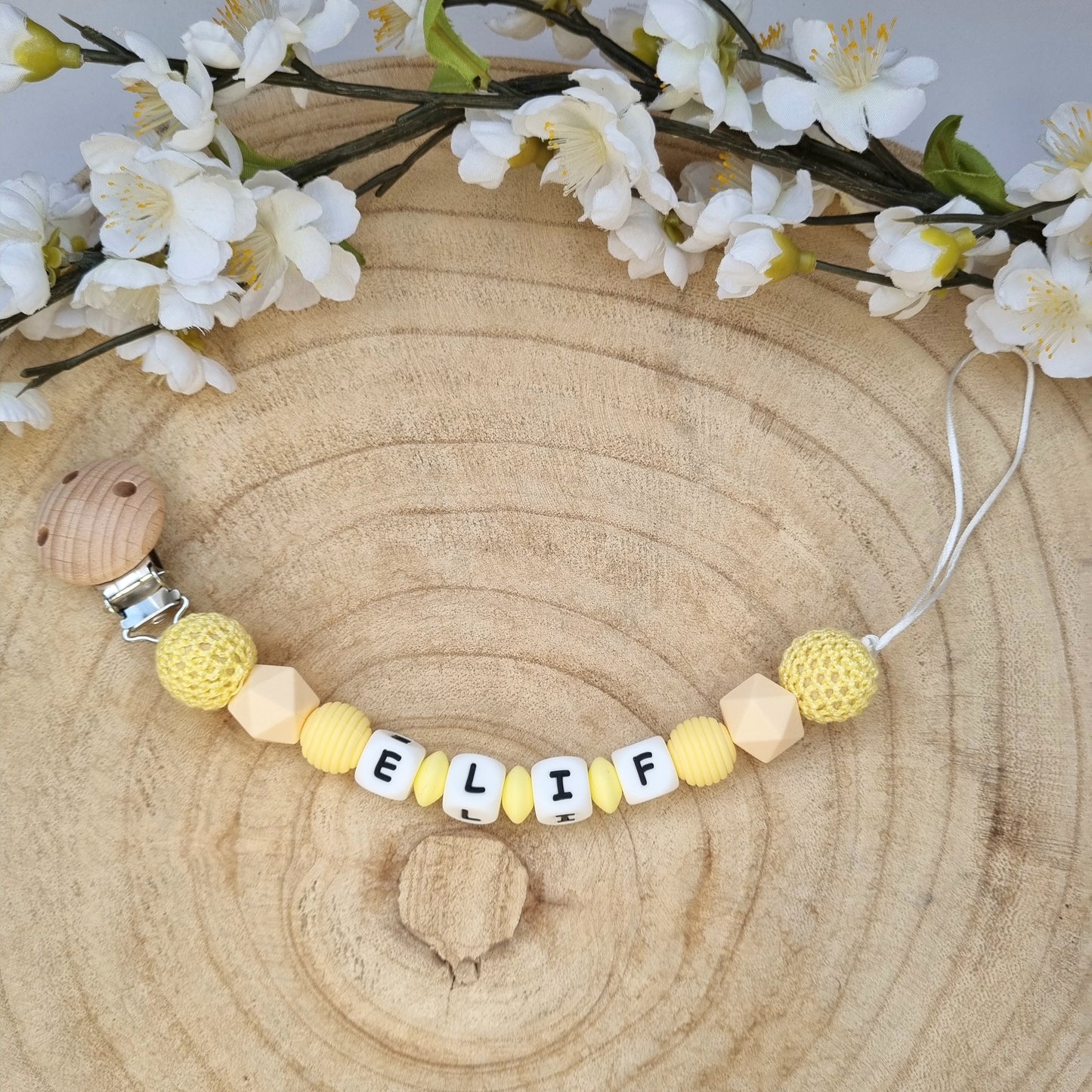 Schnullerkette Basic gelb