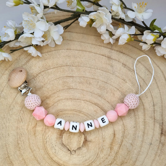 Schnullerkette Basic soft rosa