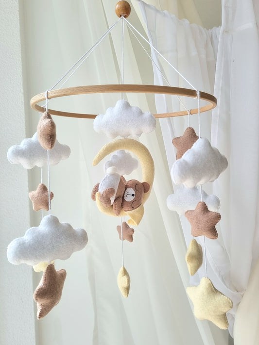 Baby Mobile schlafender Bär gelb