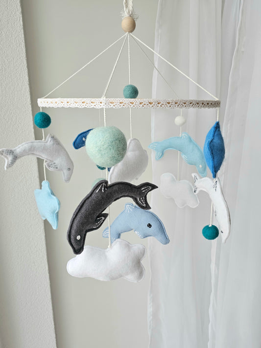 Baby Mobile Delfin blau