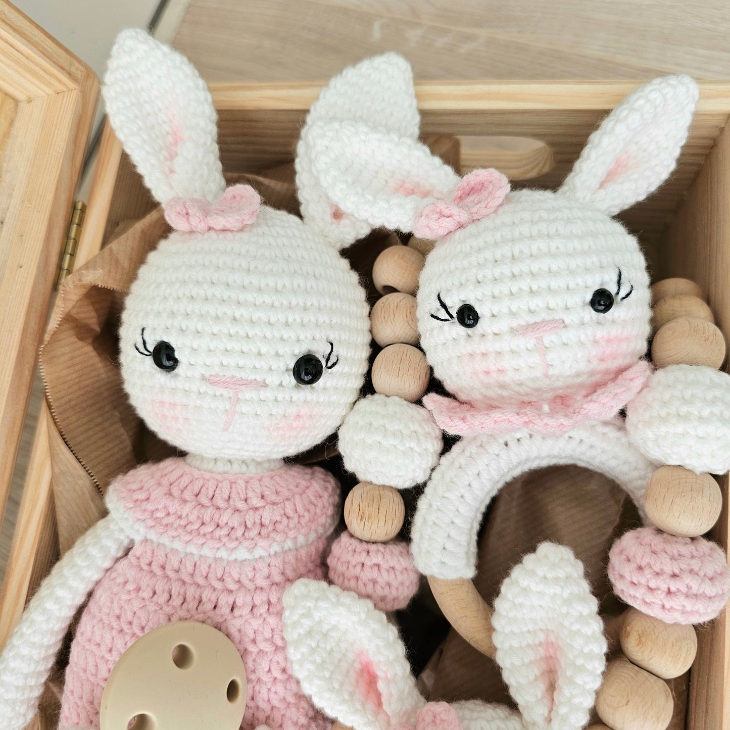 Erinnerungsbox personalisiert mit XXL Set Crochet Liebe Häschen