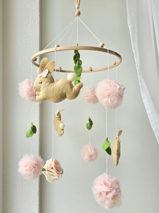 Baby Mobile Hasen Traum rosa