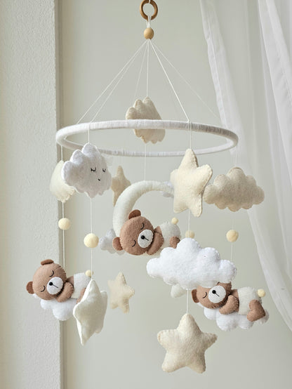 Baby Mobile schlafende Bären gelb