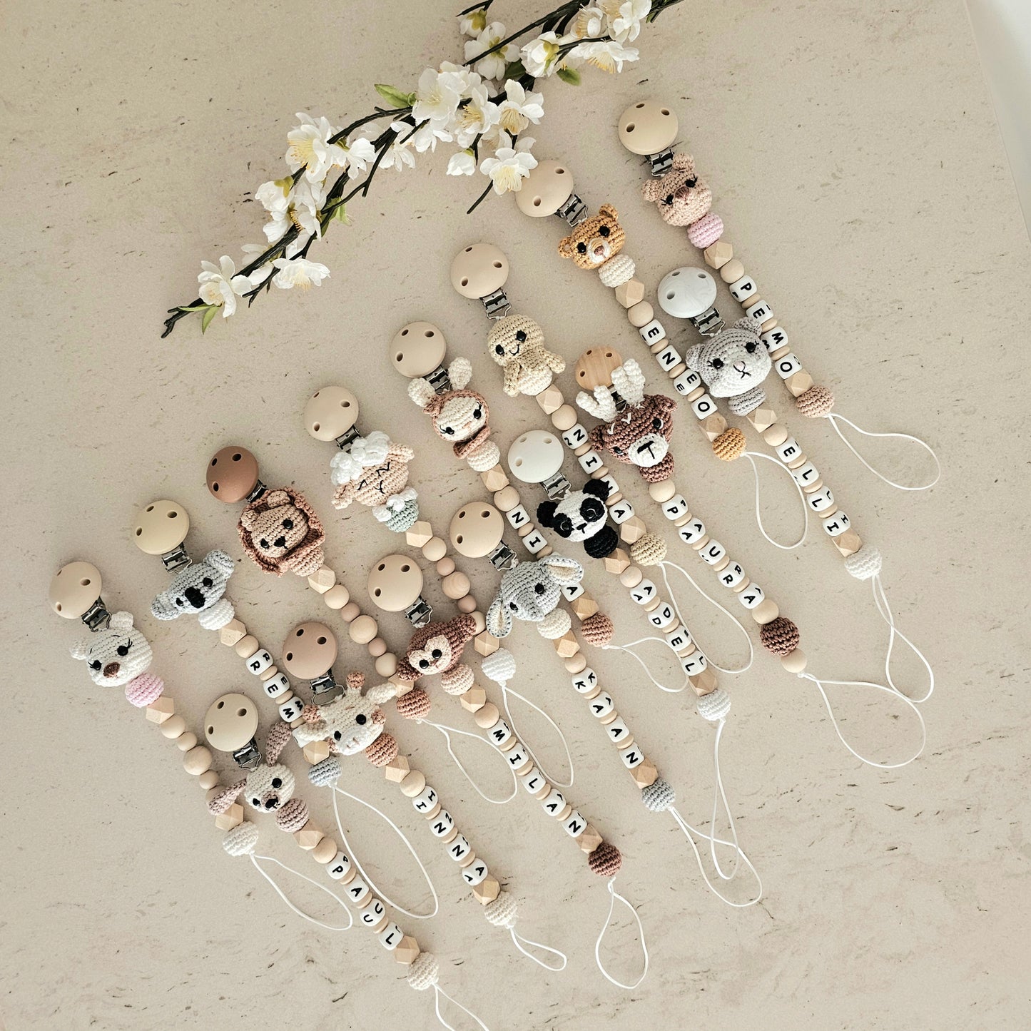 Schnullerkette Koala grau/weiss