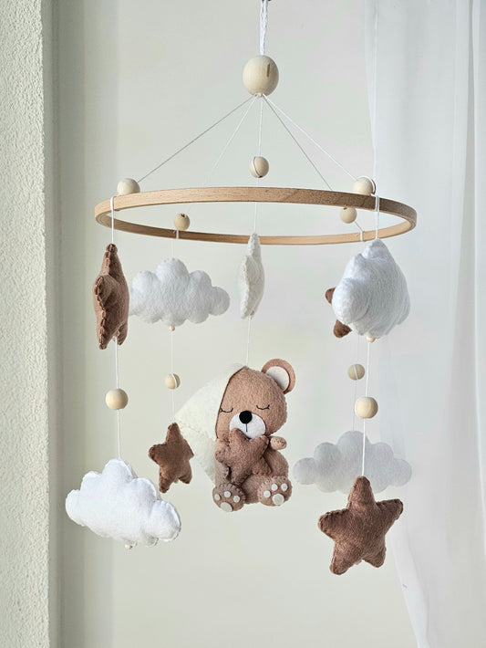 Baby Mobile Bärchen mit Mütze beige