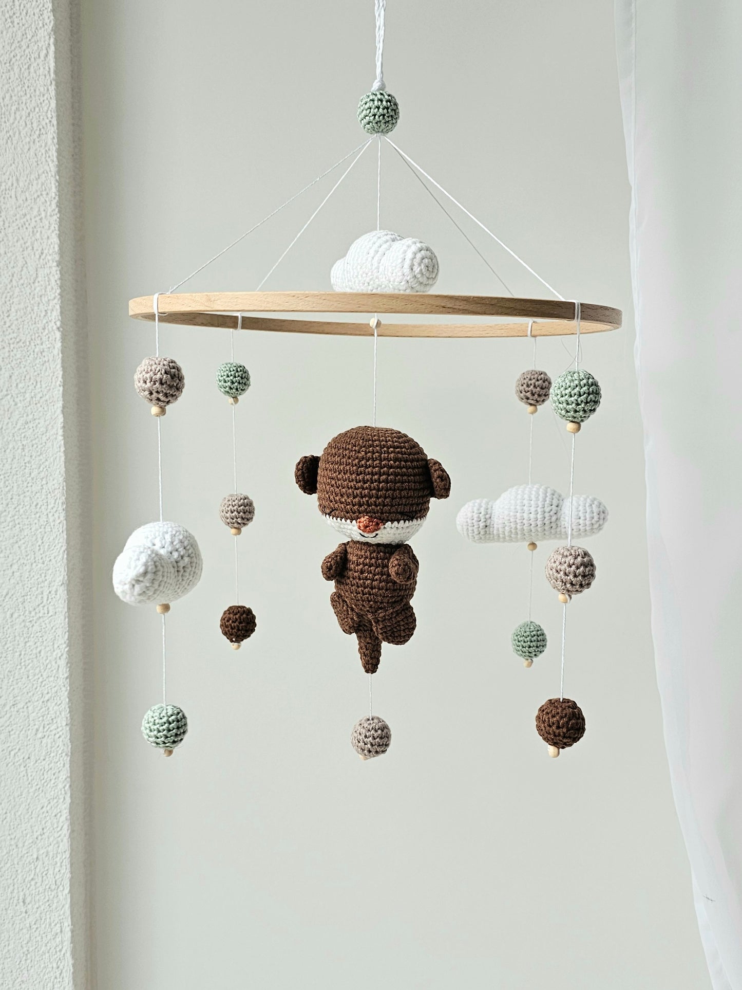 Baby Mobile Häkelliebe Otter beige/dunkelbraun/türkis