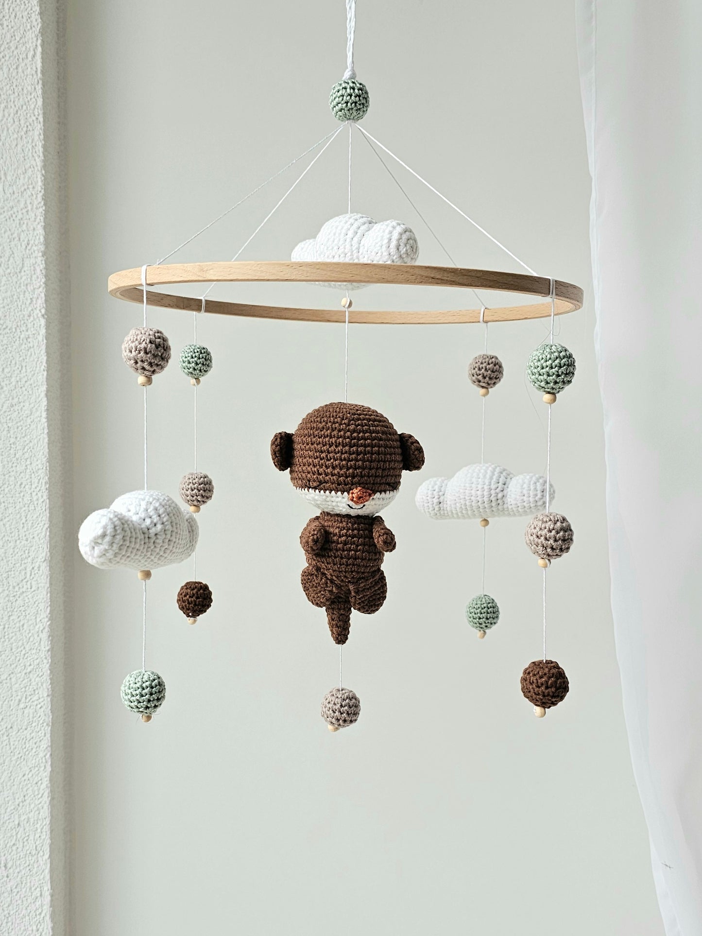 Baby Mobile Häkelliebe Otter beige/dunkelbraun/türkis