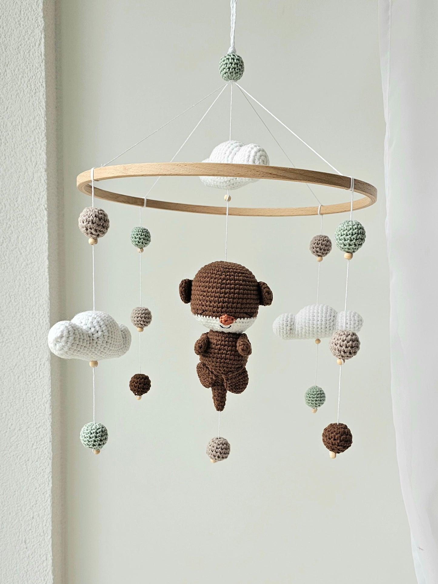 Baby Mobile Häkelliebe Otter beige/dunkelbraun/türkis