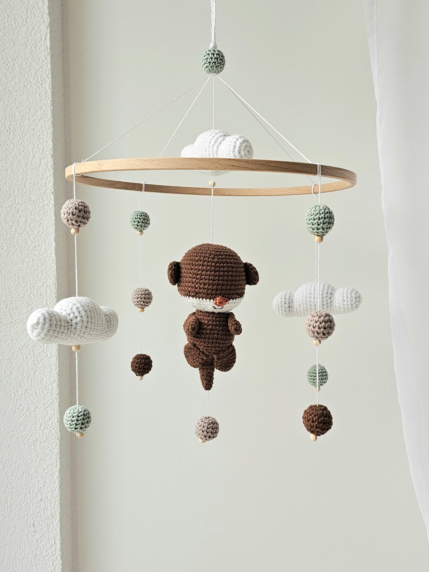 Baby Mobile Häkelliebe Otter beige/dunkelbraun/türkis