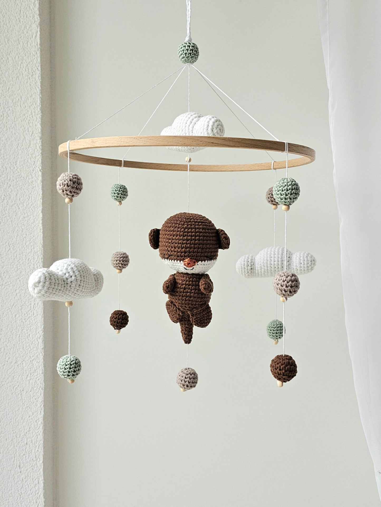Baby Mobile Häkelliebe Otter beige/dunkelbraun/türkis
