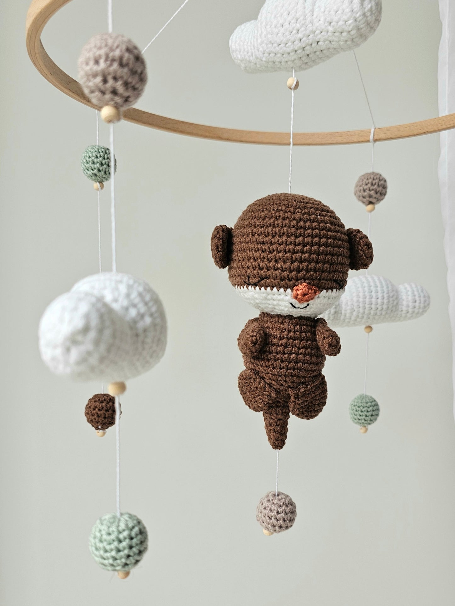 Baby Mobile Häkelliebe Otter beige/dunkelbraun/türkis