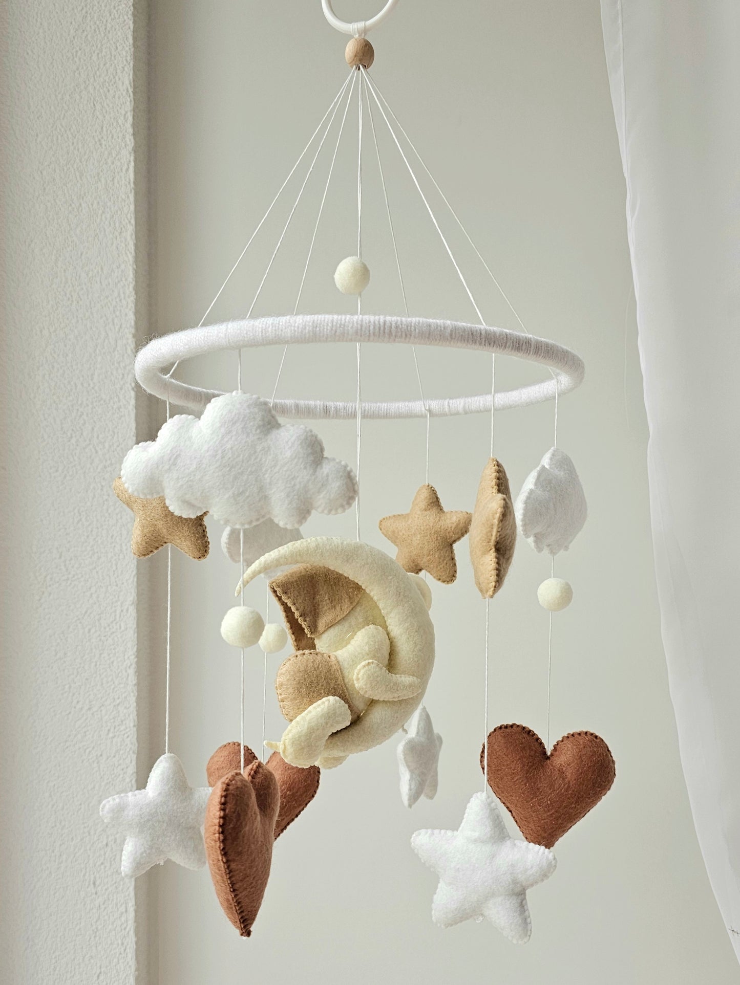 Baby Mobile Herz Bärchen beige