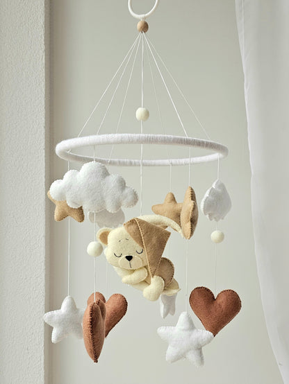 Baby Mobile Herz Bärchen beige