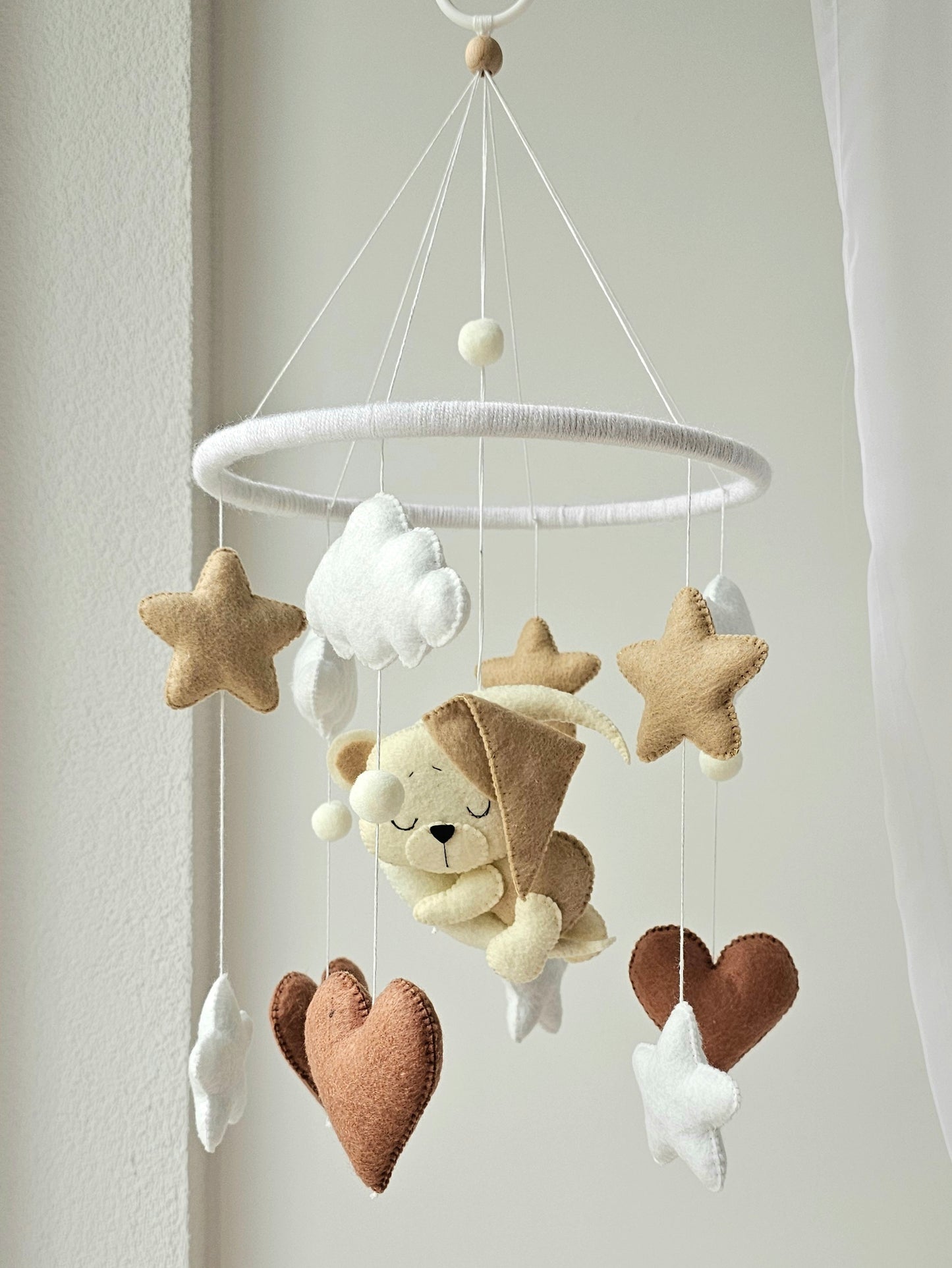 Baby Mobile Herz Bärchen beige