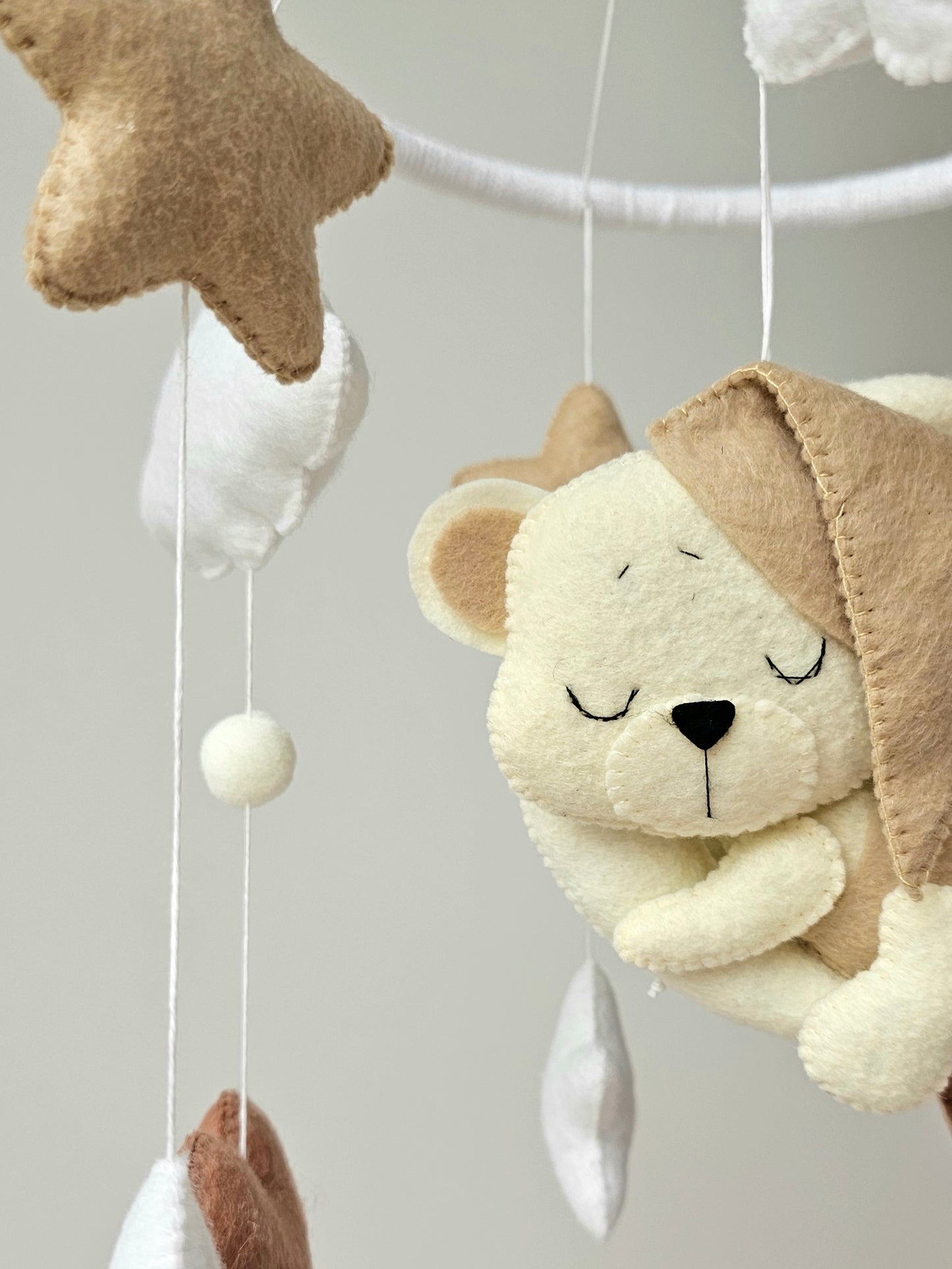 Baby Mobile Herz Bärchen beige