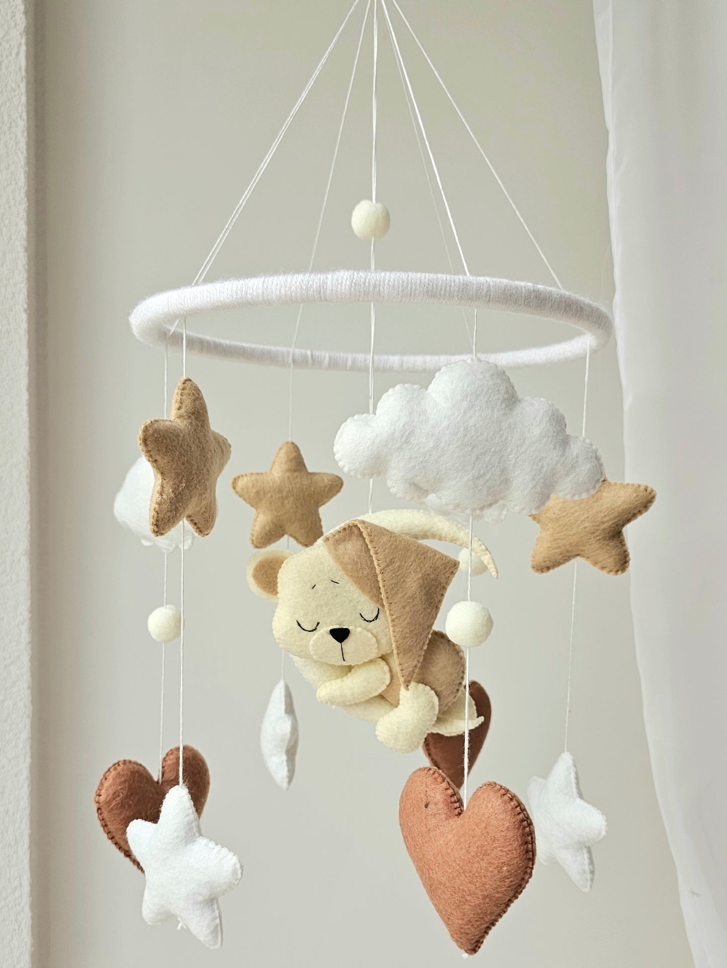 Baby Mobile Herz Bärchen beige