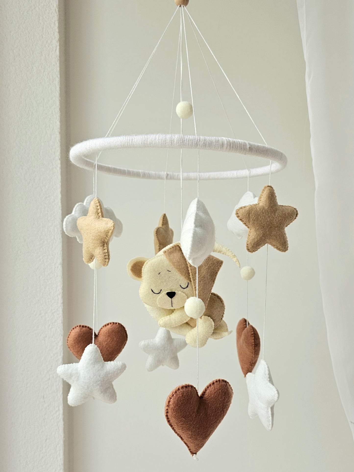 Baby Mobile Herz Bärchen beige
