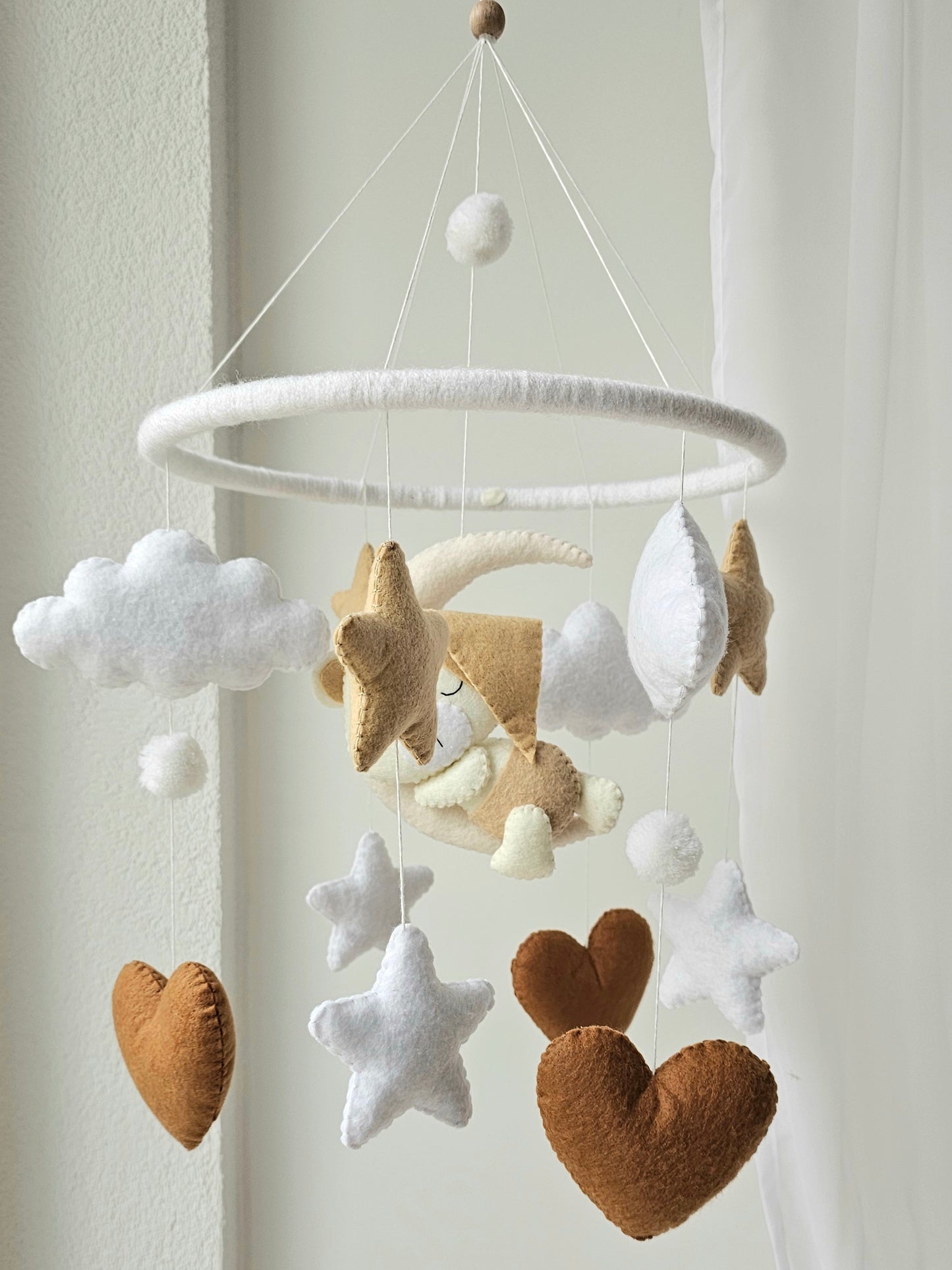 Baby Mobile Herz Bärchen beige