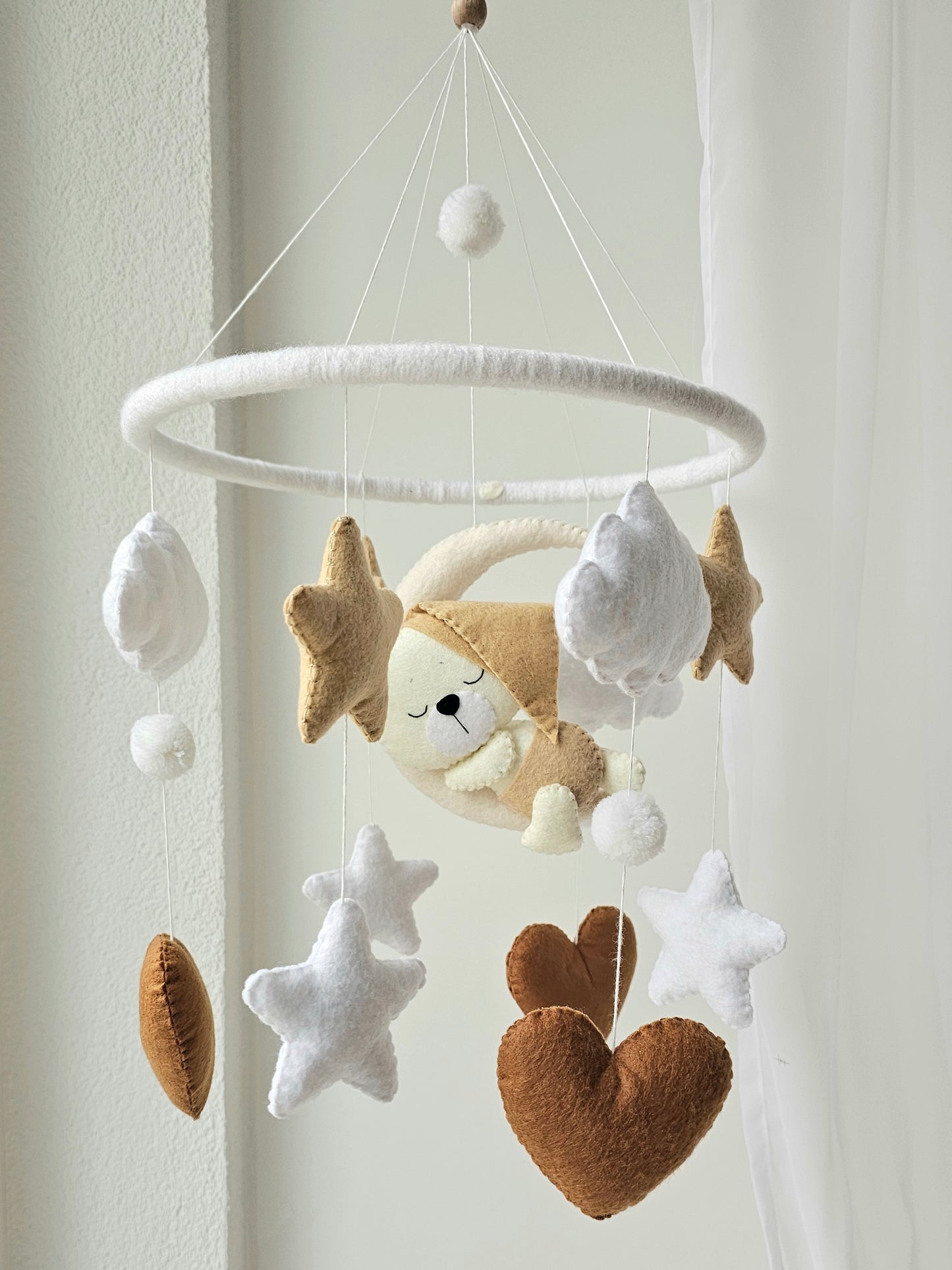 Baby Mobile Herz Bärchen beige