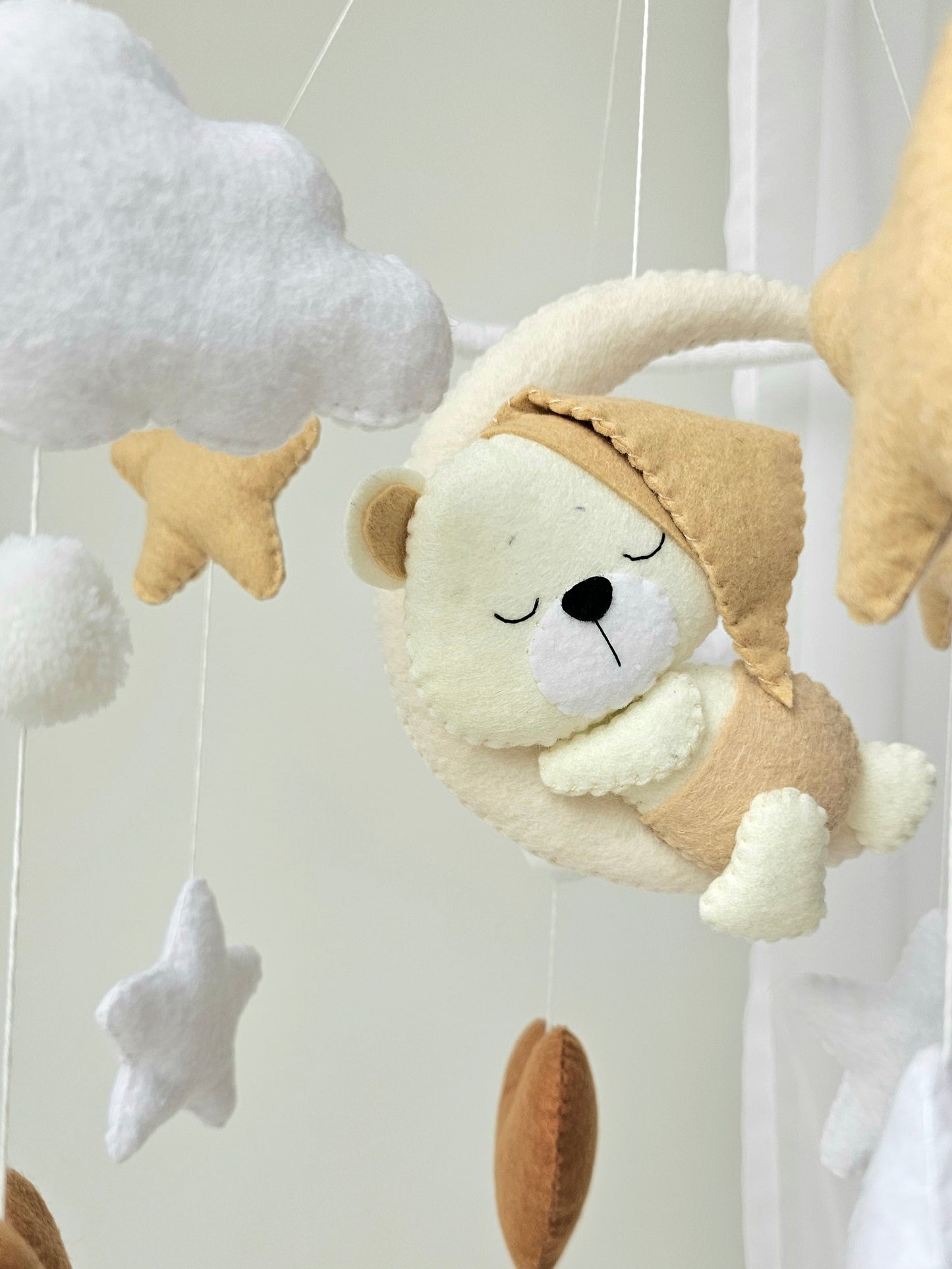 Baby Mobile Herz Bärchen beige