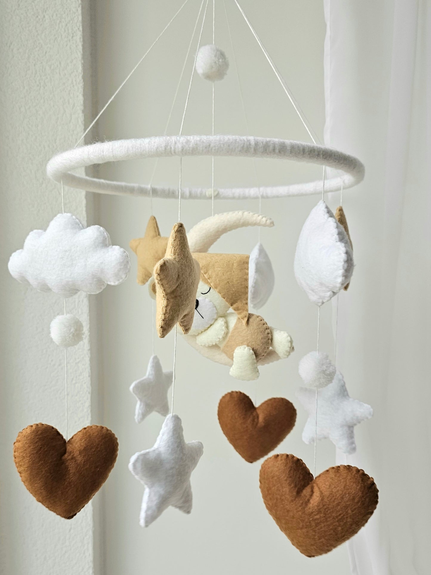 Baby Mobile Herz Bärchen beige